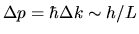 $\Delta p=\hbar \Delta k\sim h/L$
