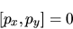 \begin{displaymath}[p_x,p_y]=0
\end{displaymath}