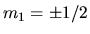 $m_1=\pm 1/2$